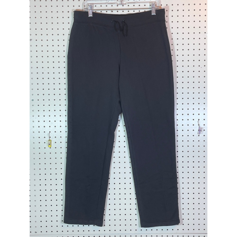 Made For Life Womens Black Straight Leg Fleece Sweatpants Drawstring Size Medium